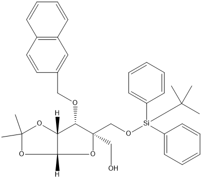 ((3aR,5R,6S,6aR)-5-((tert-butyldiphenylsilyloxy)methyl)-2,2-dimethyl-6-(naphthalen-2-ylmethoxy)-dihydro-5H-furo[3,2-d][1,3]dioxol-5-yl)methano